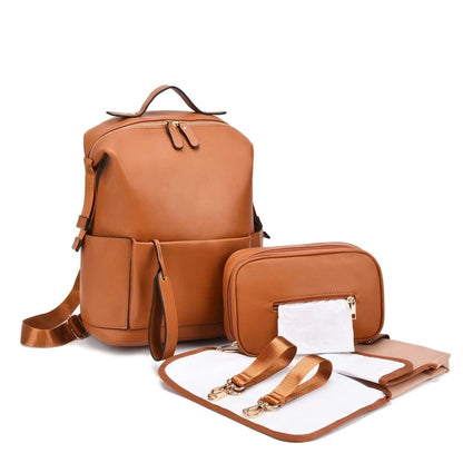 Leather Diaper Backpack All-In-One